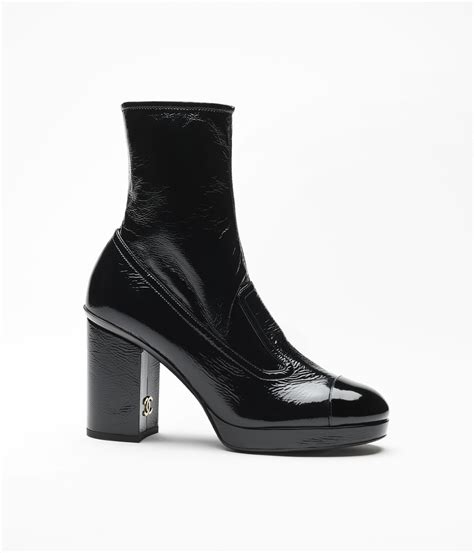 chanel short boots crumpled suede calfskin black|Short Boots .